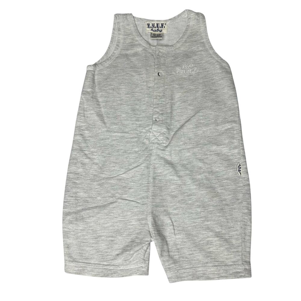 Vintage E.N.U.F. Baby Romper Jumper Cotton Heathered Gray Size 12-18 Months